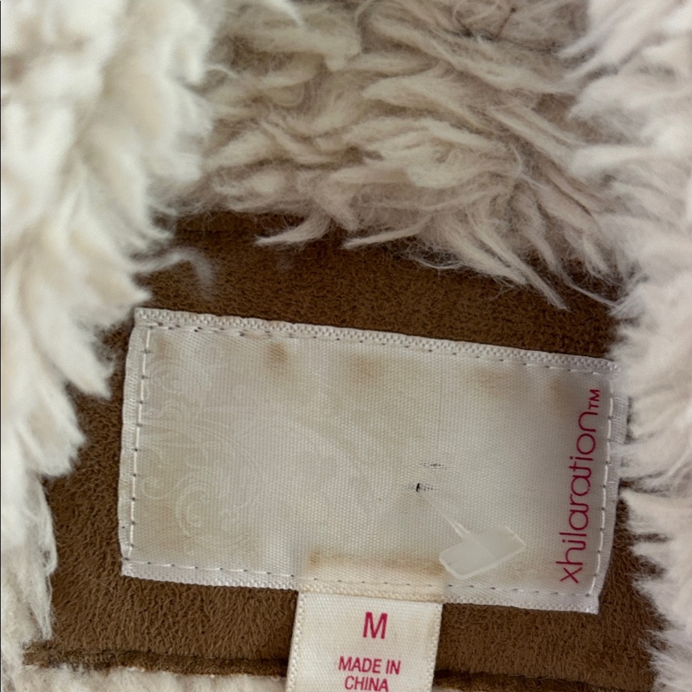 Women's Brown Patchwork, Shearling Vest - image 2